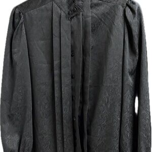 Vintage Susan Van Heusen Elegant Black Jacquard Blouse